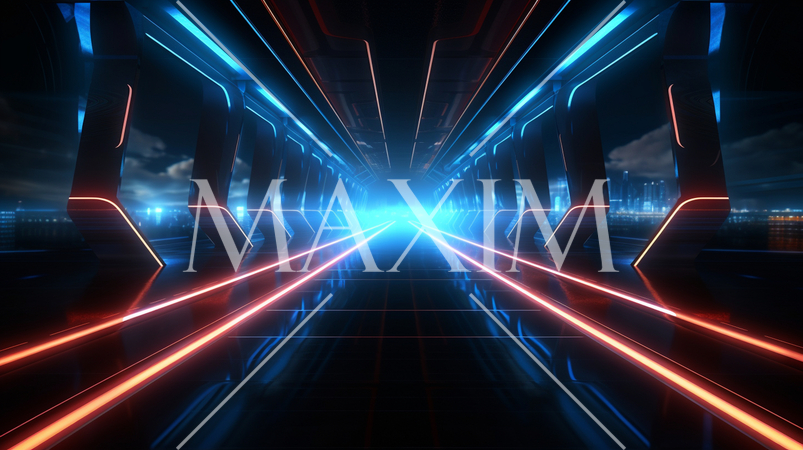 電脳世界でレースをしているイメージ背景画像：精緻CG画像