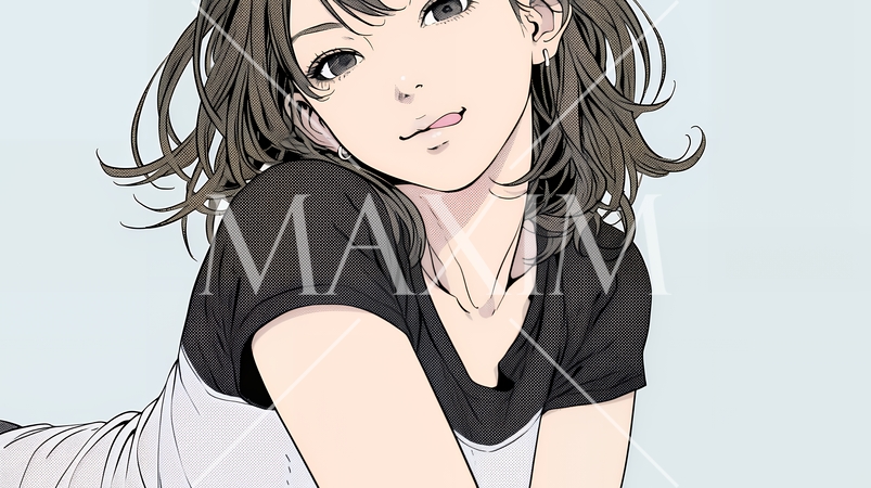 舌をちょっと出して（てへぺろ風）おどけている若い女性