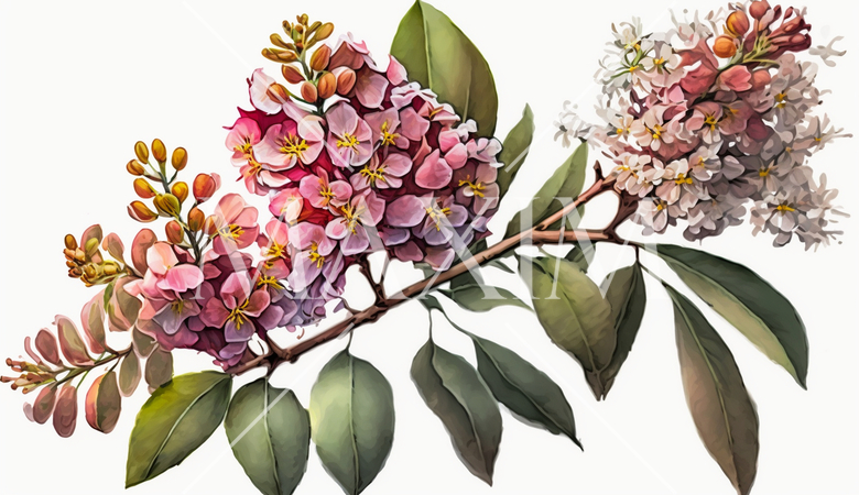 サルスベリの花の水彩画