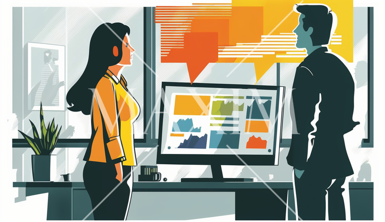 ビジネスミーティング：PC画面を見ながら