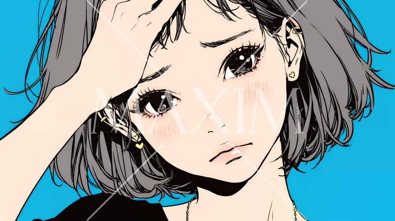 額に手を当てて「困ったな」ポーズをしている若い女性