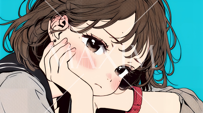 「つまんないの」と不貞腐れている制服を着た女子高生