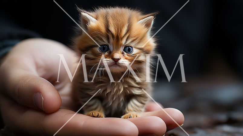 手乗り猫：手のひらにのってしまうサイズのかわいらしい猫