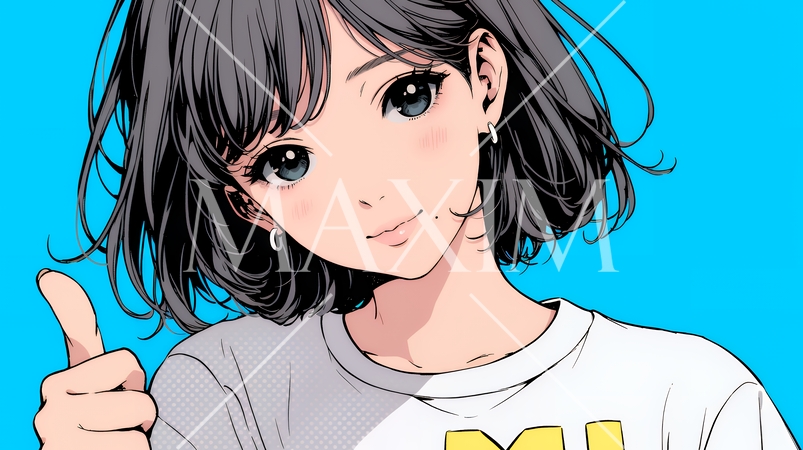 親指を立てて賛成の意思表示をしている若い女性