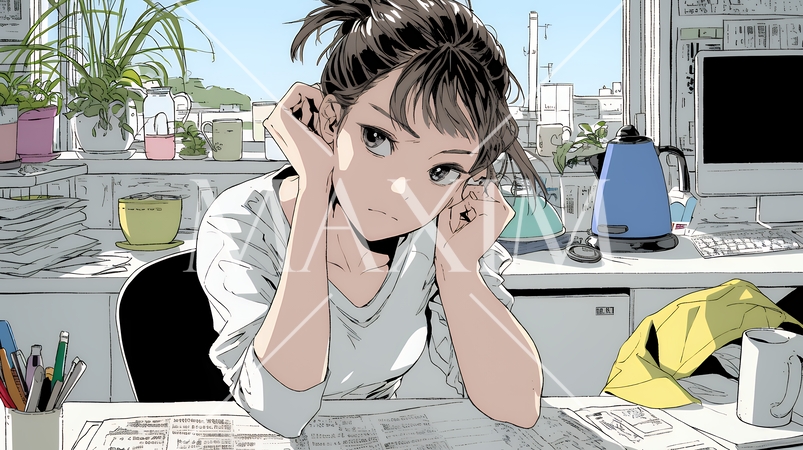 家計簿が赤字：心配事を抱えて憂鬱な気分の若い女性