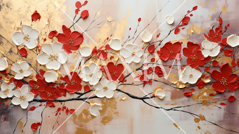 紅梅・白梅：琳派的な表現