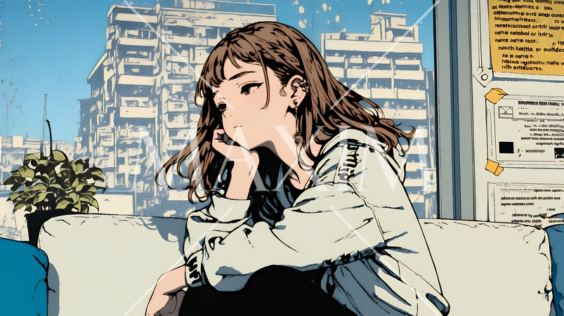 ため息をついている若い女性