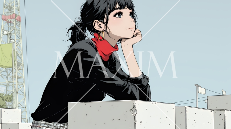 コンクリートブロックを積み上げているビジネスウーマン：計画の段階的積み重ねの比喩