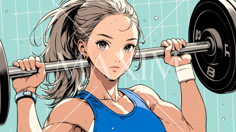 ウェイトトレーニングをしている若い女性