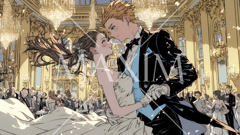 「社交ダンス（ボールルームダンス）パーティに参加している若い女性」のイラストに適する日本語の単語の羅