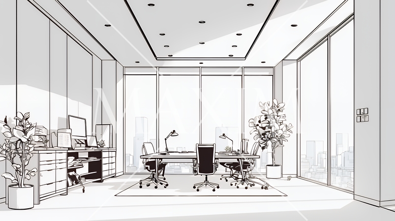 近代的なオフィス空間（シンプルな色使い）