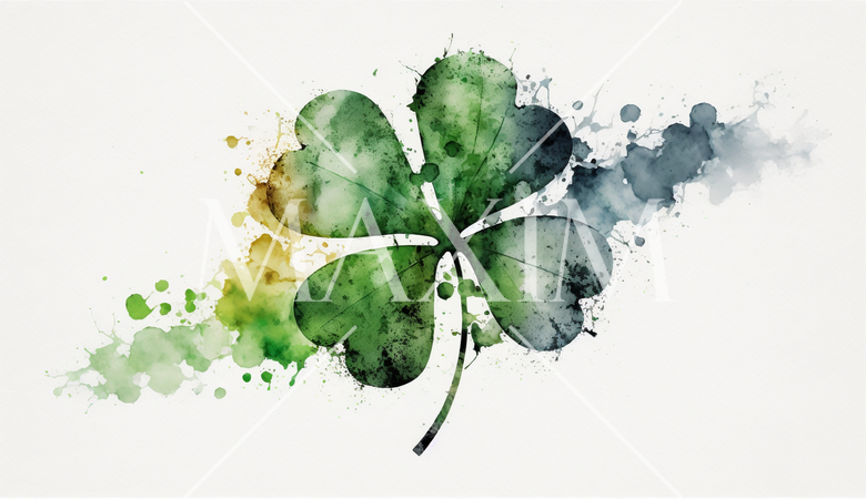 四つ葉のクローバの水彩画