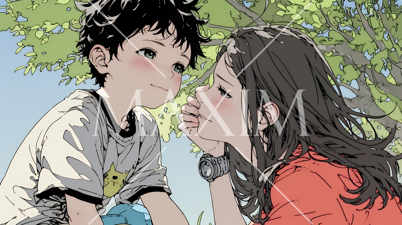 幼い我が子の悩みの相談にのっている母親