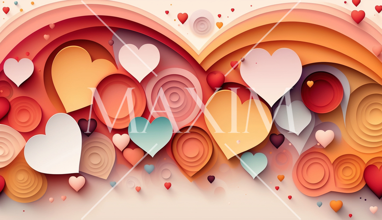 ハートがいっぱいのコピースペースのあるカラフルな背景