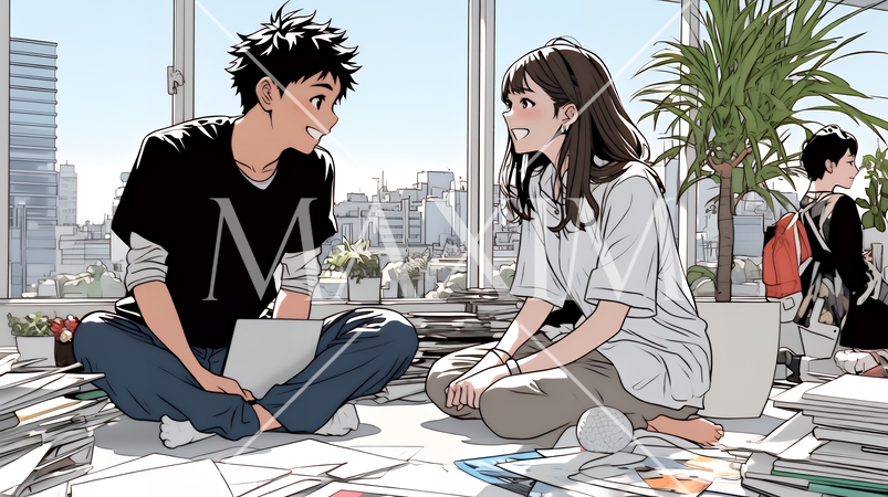 二人でミーティング（面談・インタビュー・会議）の場面