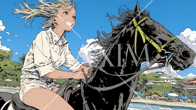 乗馬をしている若い女性