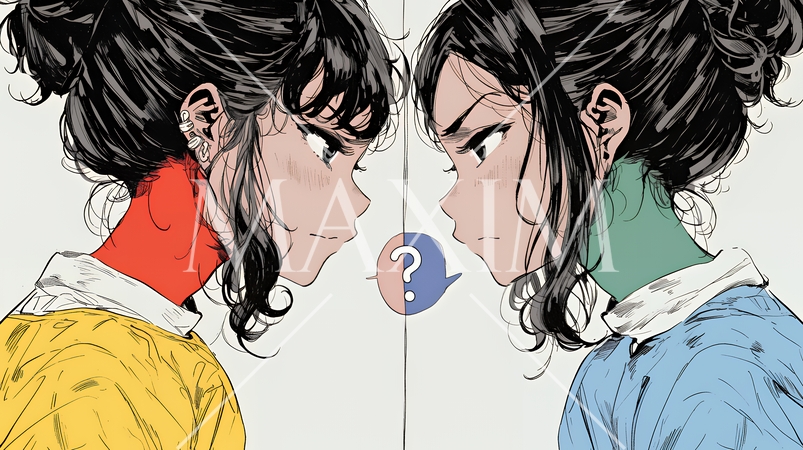 互いに相手の意見を十分に理解できないまま対話を続ける二人のビジネスウーマン