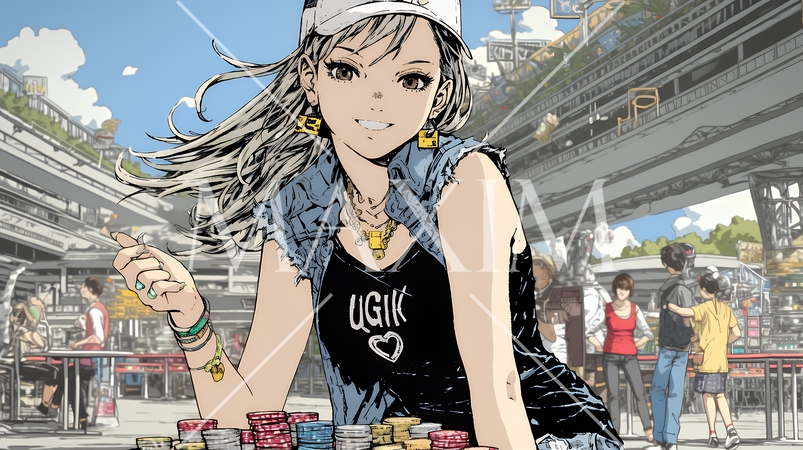 ギャンブル：ギャンブルをしている若い女性