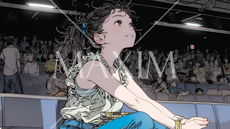 映画や演劇を鑑賞している若い女性