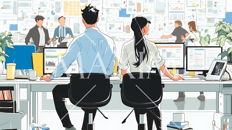 ワーク・ライフ・バランス：ビジネスパーソンが仕事と家庭のバランスをとっている