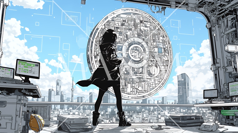 プライバシー・ポリシーやセキュリティー・ポリシーを表す堅牢な門と門番のイメージ