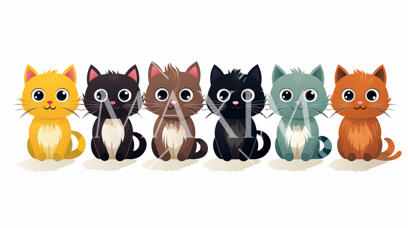 色々な猫のイラストのプリファレンスシート