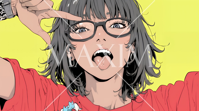 あっかんべー：舌を出して思いっきり相手を馬鹿にしている様子