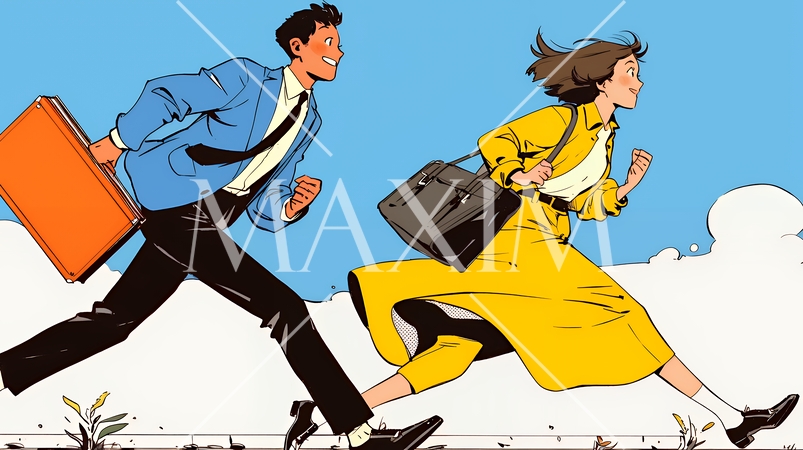 定時退社で帰宅を喜ぶ会社員｜ワークライフバランスと働き方改革のビジネスイメージ