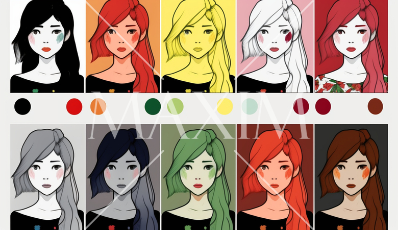 十人十色：同じ人物を描いていても、背景や色合いを変えることで全く異なる印象を与える