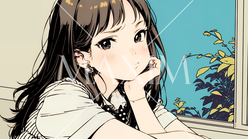 「ふん！」という表情でそっぽを向いている制服を着た女子高生