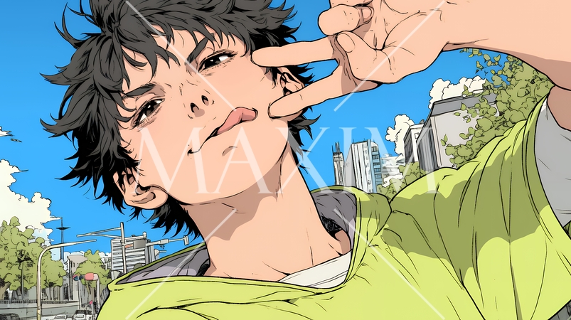 あっかんべー：舌を出して思いっきり相手を馬鹿にしている様子