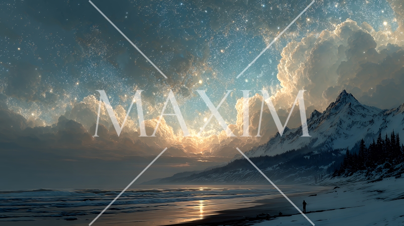 天文学のポスター用図版：天の川とランドスケープ