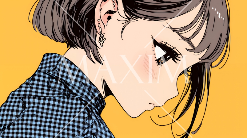 嫉妬の表情を浮かべる若い女性