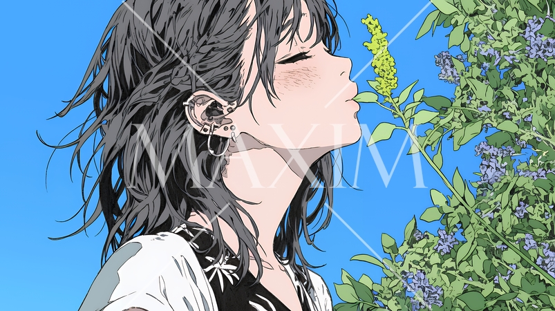 キスの仕草（おねだり）をしている若い女性