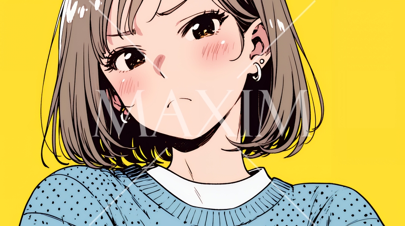 頬を膨らませ、腕を組んでイライラしている女性