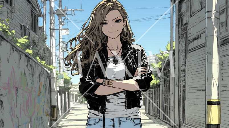 意地悪そうな（攻撃的な）顔をしている若い女性