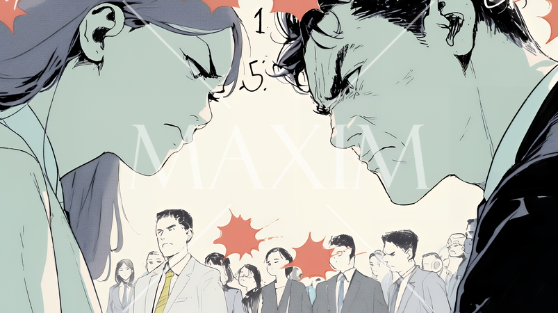 仕事で対立しているビジネスパーソン