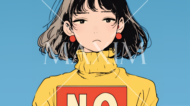 Noのレッドカードサインを出している女性