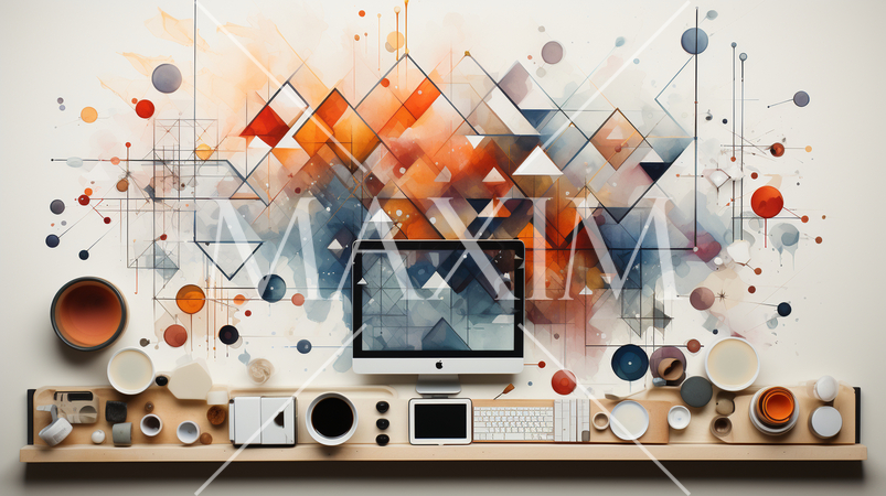 シンプルでポップで幾何学的な水彩画背景