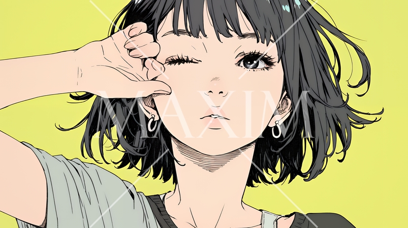 投げキッスをしている若い女性