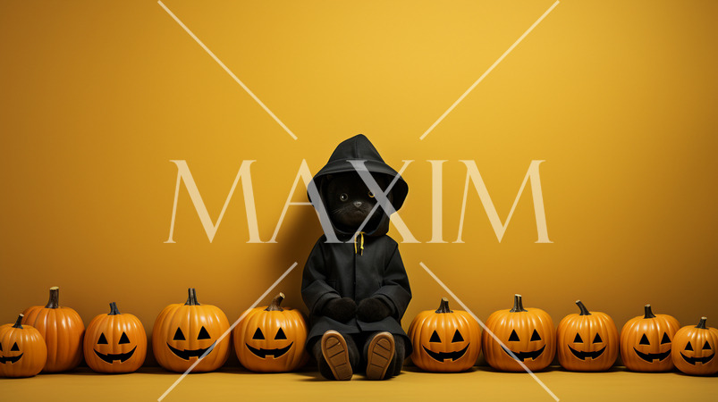 ハロウィンの基本的要素を捉えたミニマルアート（minimalism）な表現：精緻CG