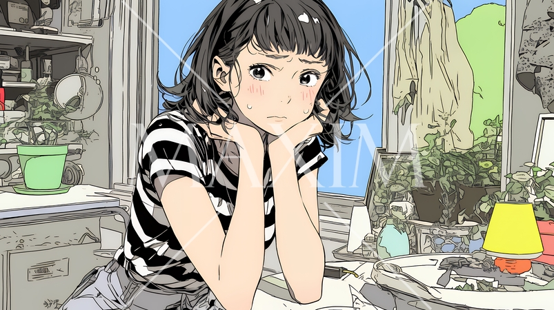 恥ずかしがって顔を赤らめている女性（異性を意識して？）