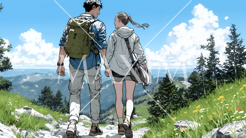 ハイキングを楽しんでいるカップル