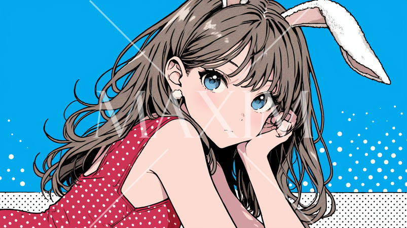 バニーガール：うさ耳コスプレで月見中