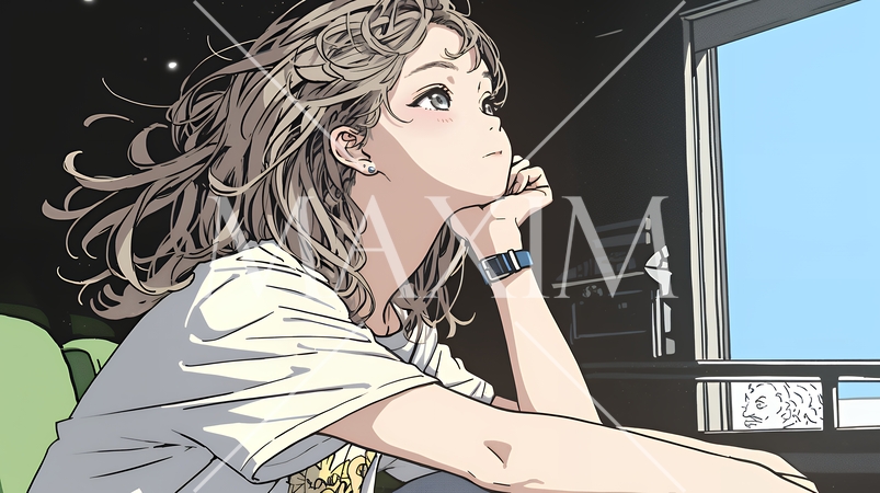 映画や演劇を鑑賞している若い女性