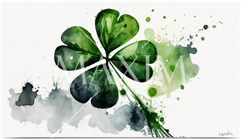 四つ葉のクローバの水彩画