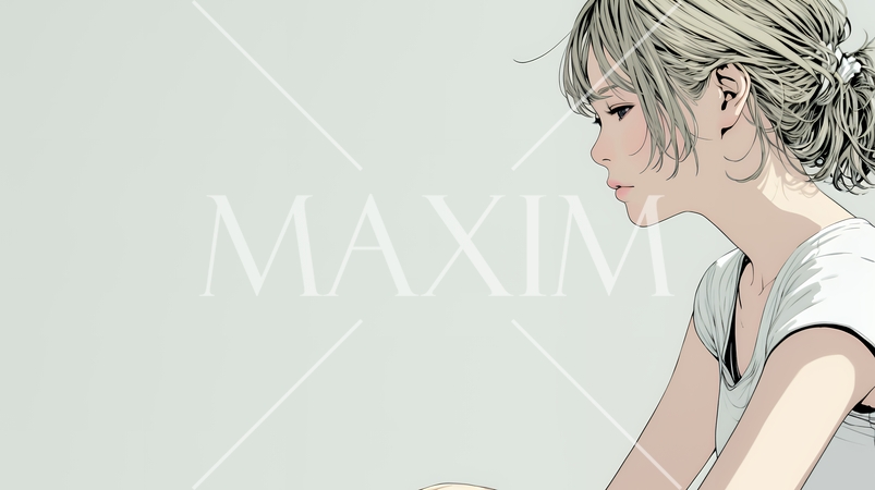 白い壁に向かって考え事をする若い女性