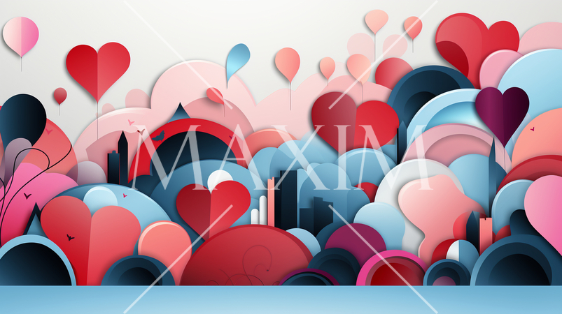 ハートがいっぱいのコピースペースのあるカラフルな背景