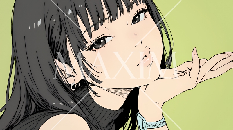 投げキッスをしている若い女性