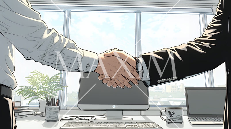 握手をしているビジネスパーソンたち